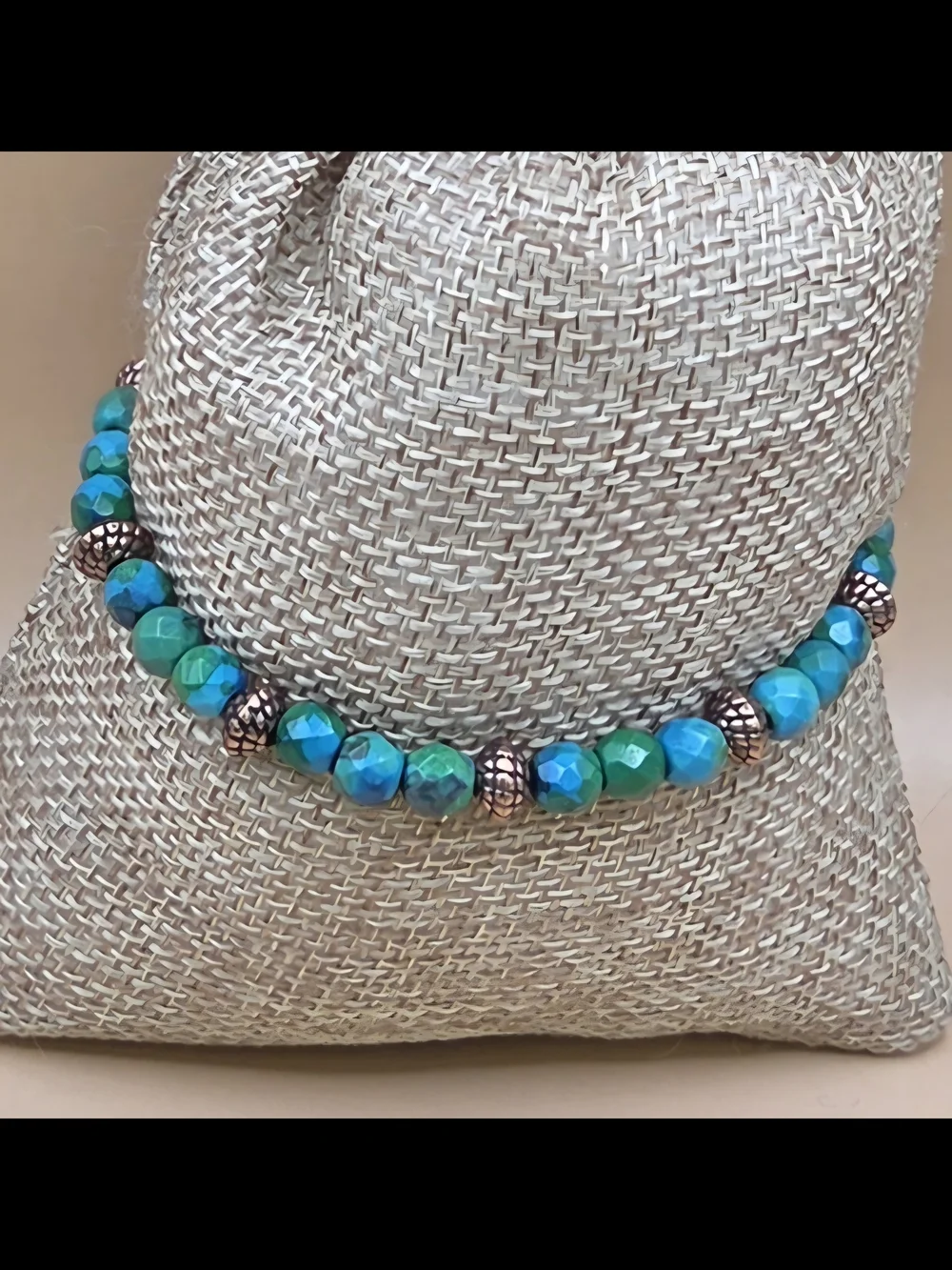 Faceted Azurite and Copper Beaded Bracelet